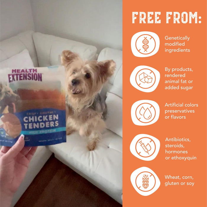 Health Extension Grain-Free Crispy Gourmet Chicken Tenders Natural Dog Treats, 4 oz