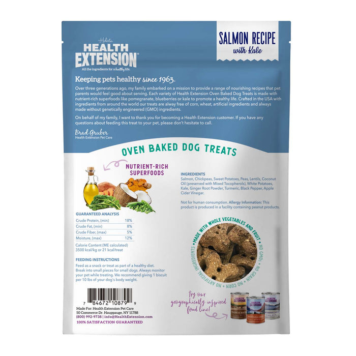Health Extension Grain Free Oven Baked Salmon Recipe with Kale Dog Treats 6oz Size 6oz