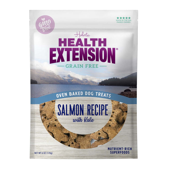Health Extension Grain Free Oven Baked Salmon Recipe with Kale Dog Treats 6oz Size 6oz
