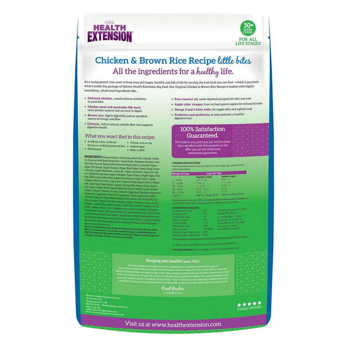 Health Extension Little Bites Chicken & Brown Rice Recipe Dry Dog Food 4lb Size 10lb