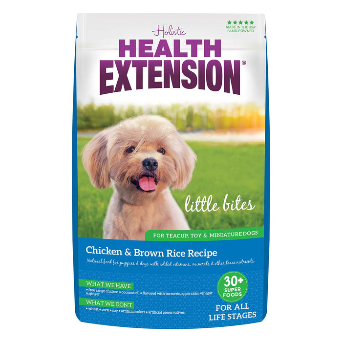 Health Extension Little Bites Chicken & Brown Rice Recipe Dry Dog Food 4lb Size 18lb