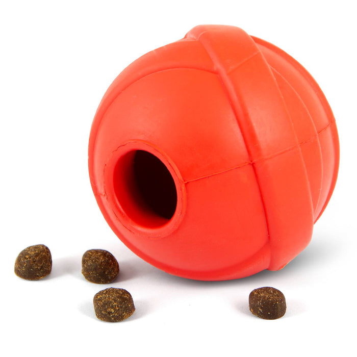 Jeffers Red Orbits Ball Natural Rubber Dental Treat Dispensing Dog Chew Toy