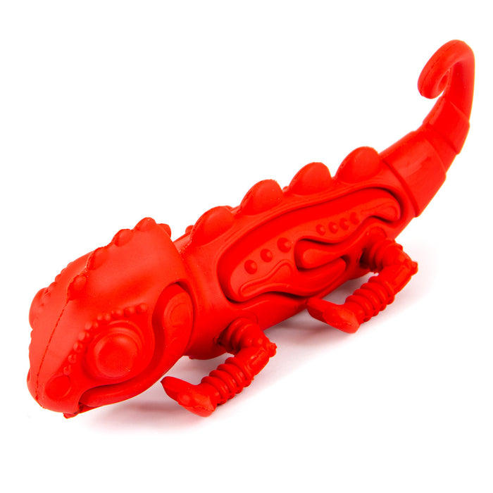 Jeffers Red Chameleon Natural Eco-Friendly Rubber Dental Dog Chew Toy for Medium Chewers