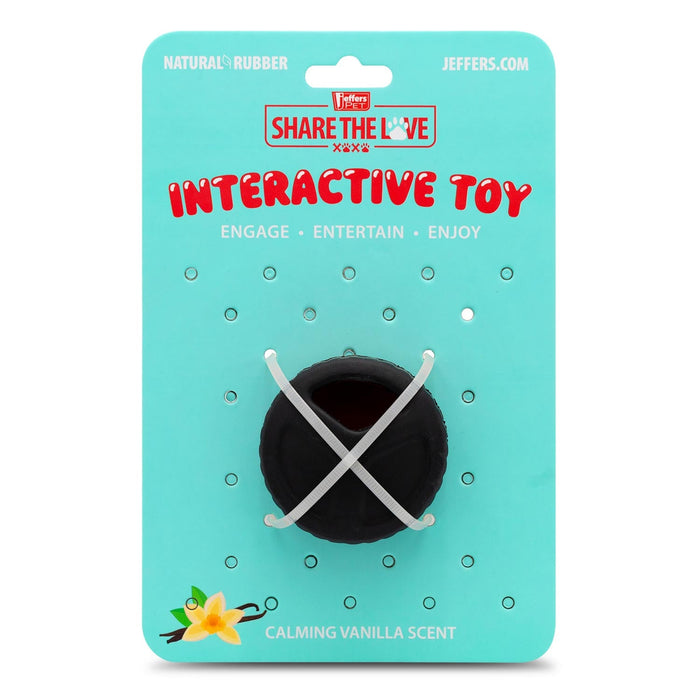 Jeffers Red Hockey Puck Natural Rubber Treat Dispensing Dental Dog Chew Toy