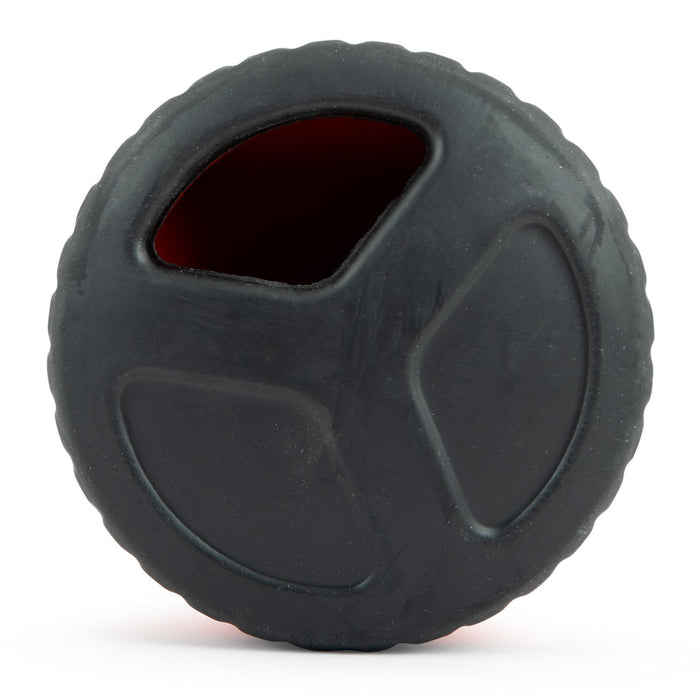 Jeffers Red Hockey Puck Natural Rubber Treat Dispensing Dental Dog Chew Toy