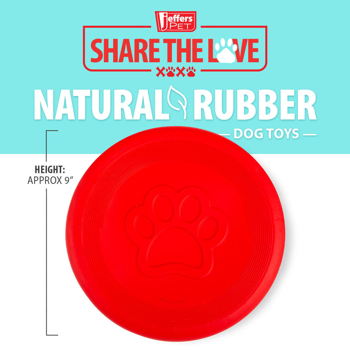 Jeffers Red Paw Frisbee Natural Rubber Dog Toy for Fetching & Chewing