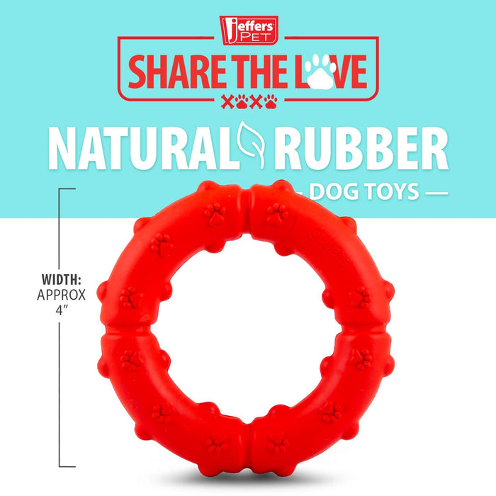 Jeffers Paw Ring Tugger Natural Rubber Dog Dental Chew & Fetch Toy