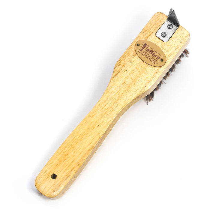 Jeffers Wooden Handle Hoof Pick & Brush, Horse Hoof Cleaning Tool