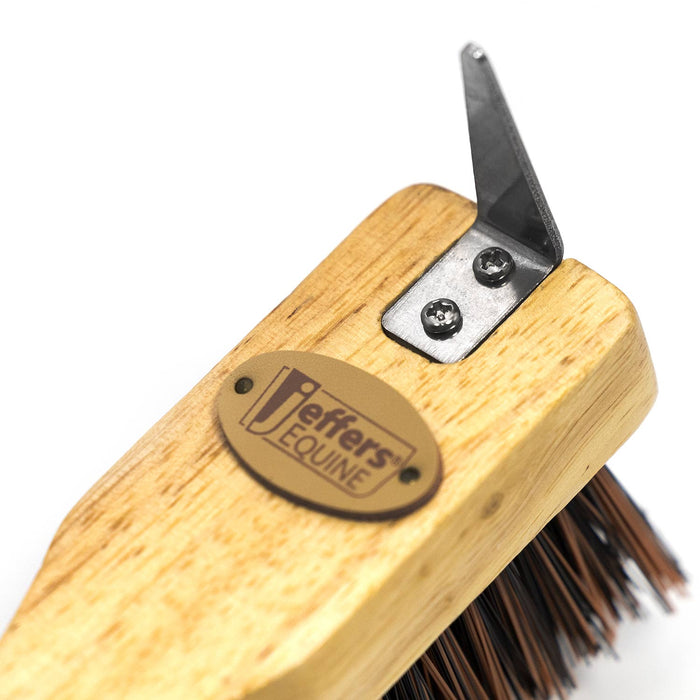 Jeffers Wooden Handle Hoof Pick & Brush, Horse Hoof Cleaning Tool