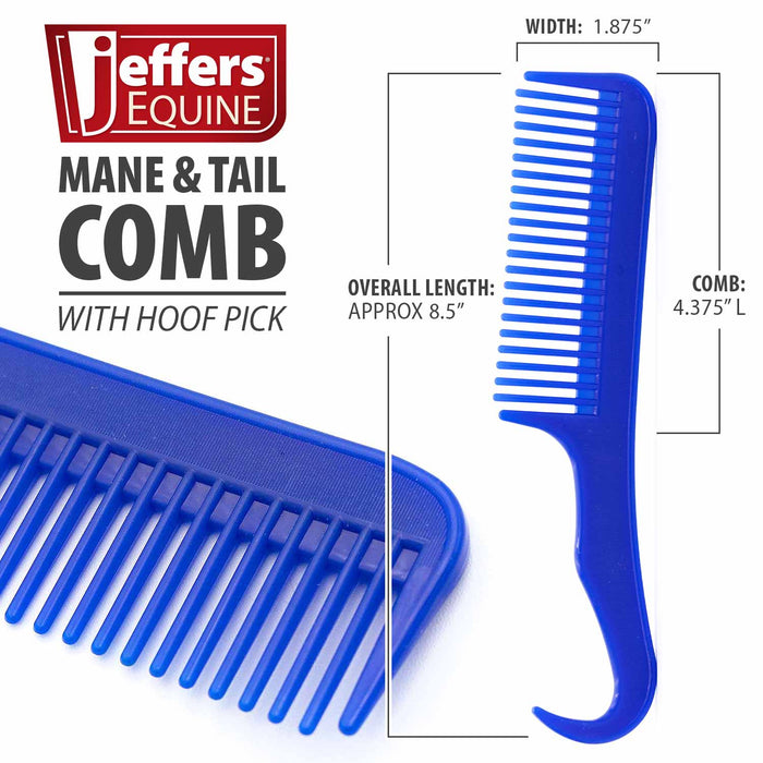Jeffers Mane & Tail Comb with Hoof Pick for Horses