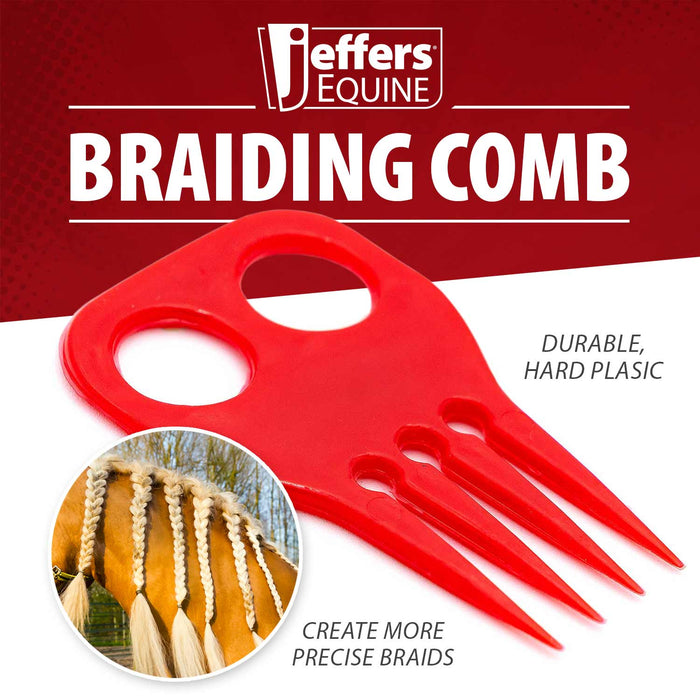 Jeffers Horse Braiding Comb – Durable Plastic Mane Braiding and Banding Tool