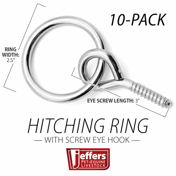 Jeffers Hitching Ring with Eye Screw Hook, 10 ct