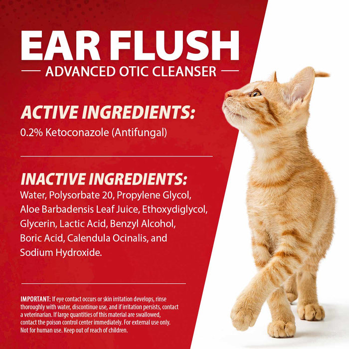 Jeffers Pet Ear Flush Advanced Ear Cleanser with Ketoconazole for Dogs & Cats