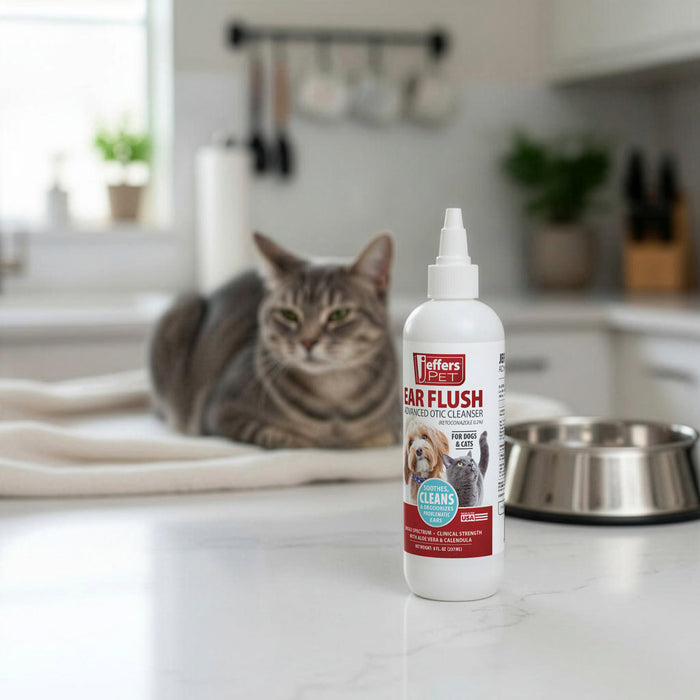 Jeffers Pet Ear Flush Advanced Ear Cleanser with Ketoconazole for Dogs & Cats