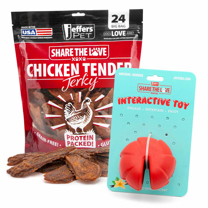 Jeffers Stuffable Dog Chew Toys with Chicken Breast Jerky Treats Kit