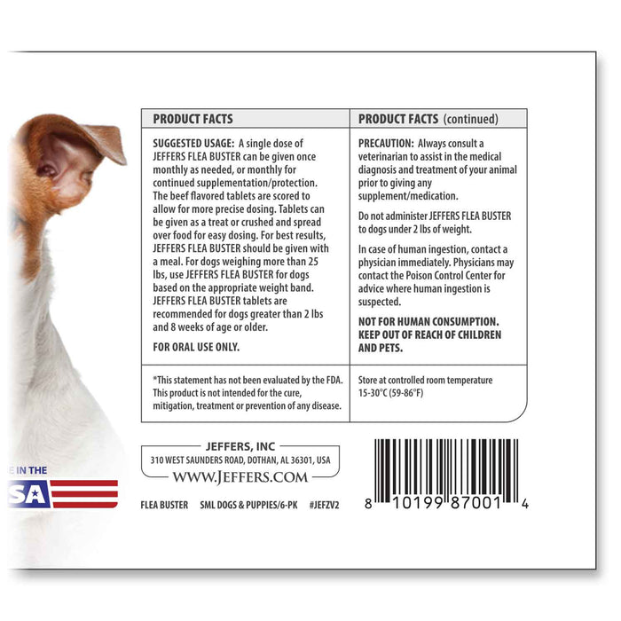 Jeffers Flea Buster Monthly Oral Flea Supplement for Dogs