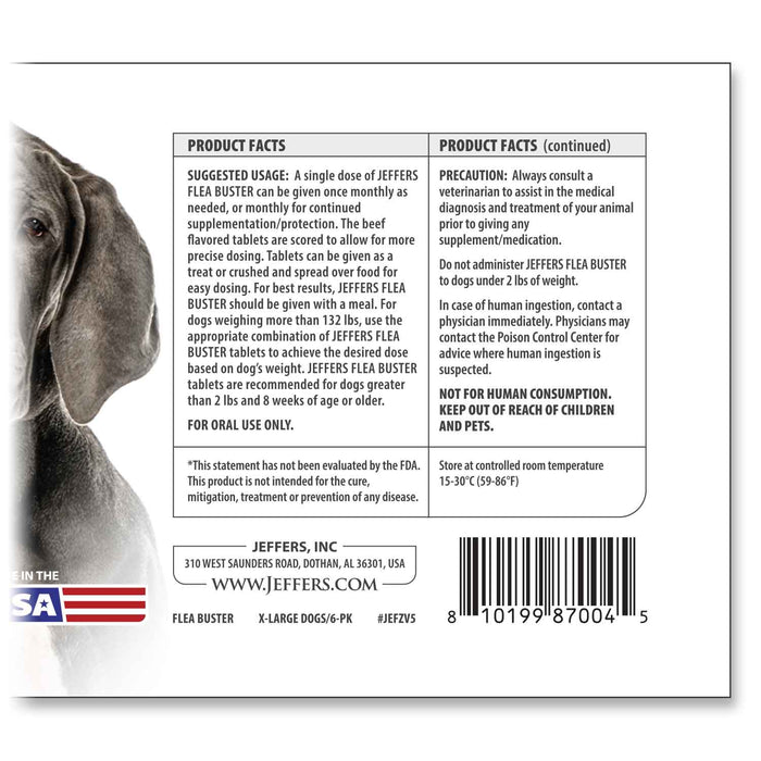 Jeffers Flea Buster Monthly Oral Flea Supplement for Dogs