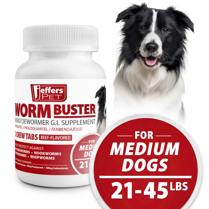 Jeffers Worm Buster Dog Dewormer Flavored Tablets