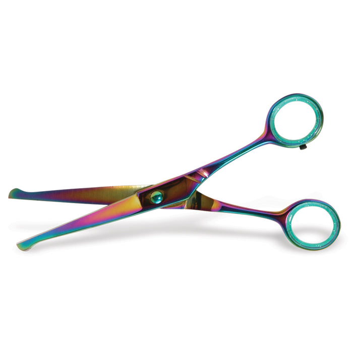 Jeffers Ball-Tip Curved Grooming Shear in Multicolored Stainless Steel, 6 1/2"