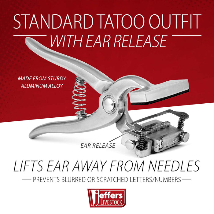 Jeffers Standard Tattoo Outfit with Roll-On Ink for Cattle & Livestock