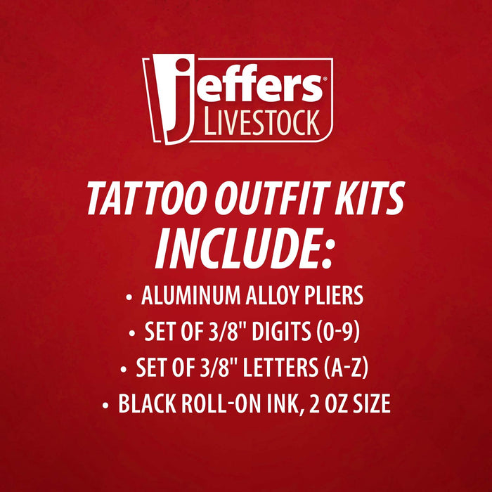 Jeffers Standard Tattoo Outfit with Roll-On Ink for Cattle & Livestock