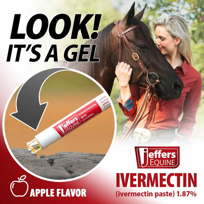 Jeffers IverPro 2 Pack Horse Dewormer Paste with Probiotic Gel, Ivermectin 1.87% Equine Parasite Control & Digestive Support