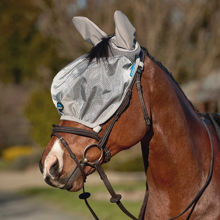 WeatherBeeta ComFITec Hexi Shield Ride On Fly Mask, Silver, Medium Color Silver