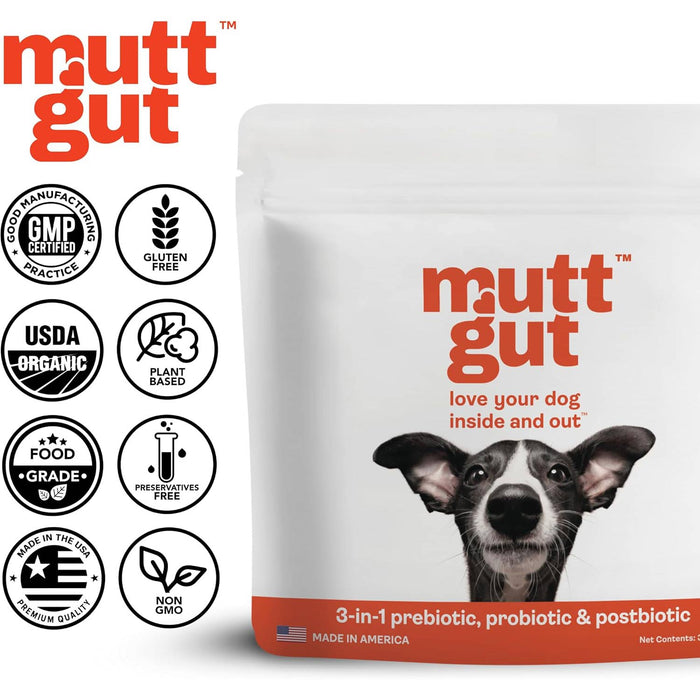 Mutt Gut 3-in-1 Pre + Pro + Postbiotic Supplement for Dogs