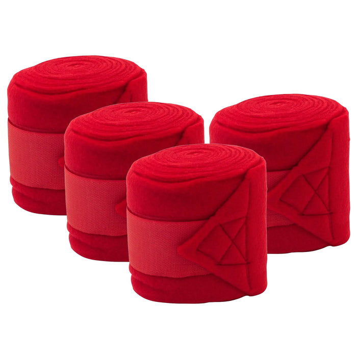 Jefers Horse Fleece Polo Wraps - Reusable Set of 4 and 1 Pack of Equine Health Record Color Red