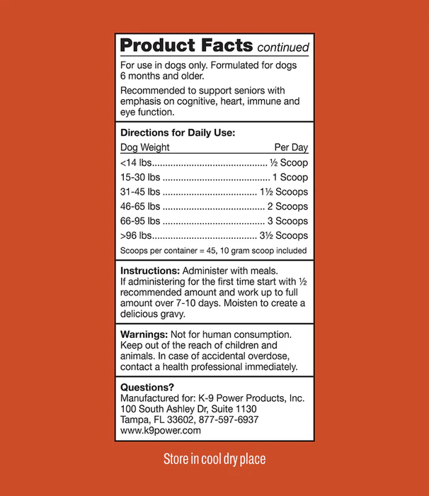 K9 Power Young at Heart Senior Dog Health Formula