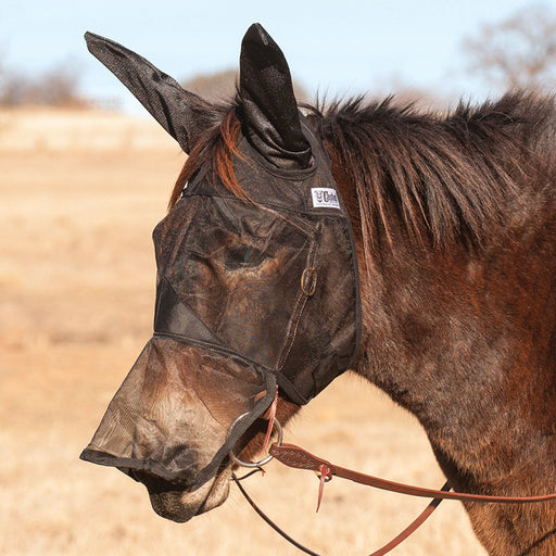 Quiet Ride Fly Mask with Long Nose and Mule Ears Color Black