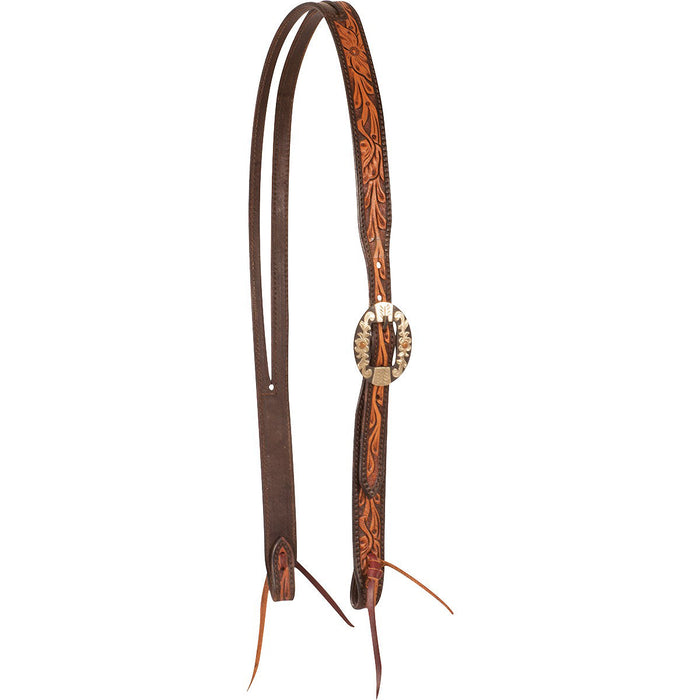 Cashel Two-Toned Floral Tooled Split Ear Headstall Color Brown