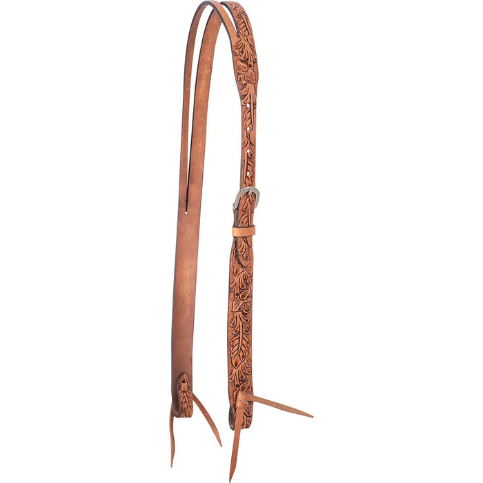 Cashel Antiqued Leaf Tooled Split Ear Headstall Color Brown
