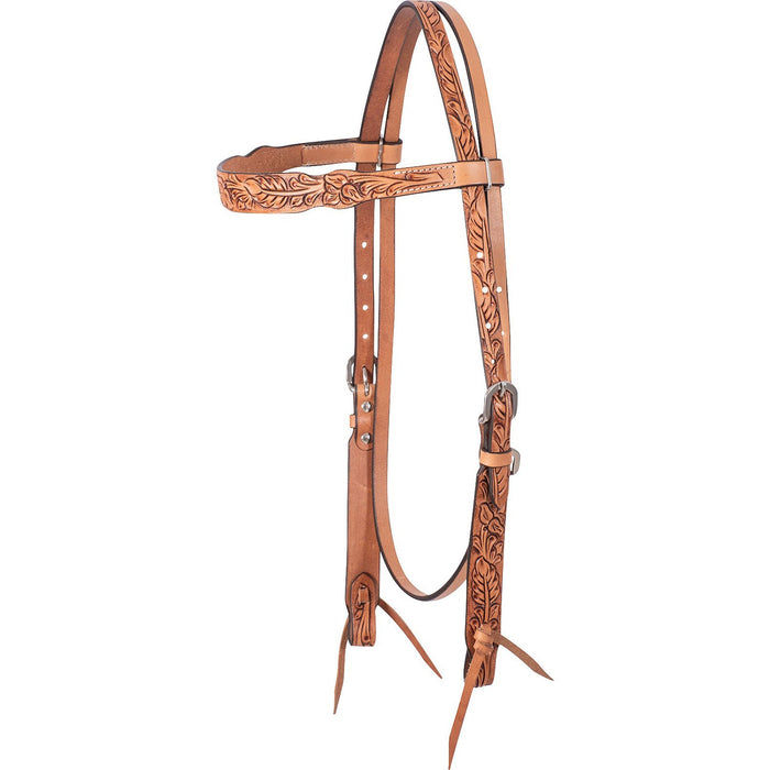 Cashel Antigued Leaf Tooled Browband Ear Headstall Color Brown