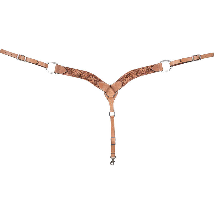 Cashel 2.25 Antiqued Leaf Tooled Breast Collar Color Brown
