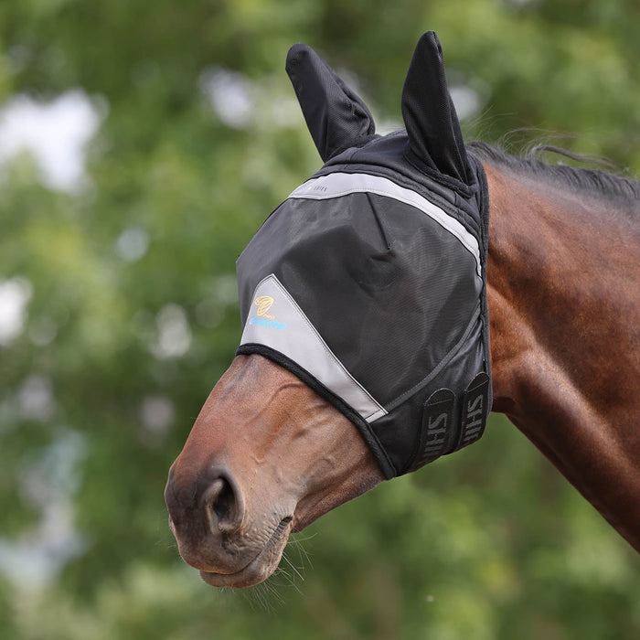 Flyguard Pro Fine Mesh Fly Mask with Ears, Black Color black
