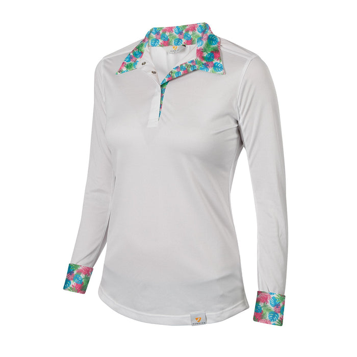 Aubrion Girls Equestrian Style Long Sleeve Show Shirt Color Tropical