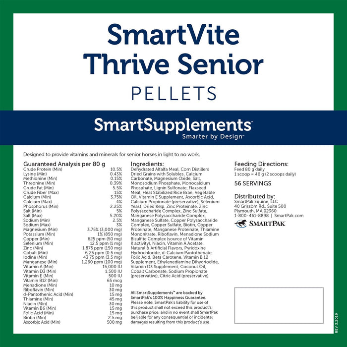 SmartEquine SmartVite Thrive Senior Pellets Size 10 LB