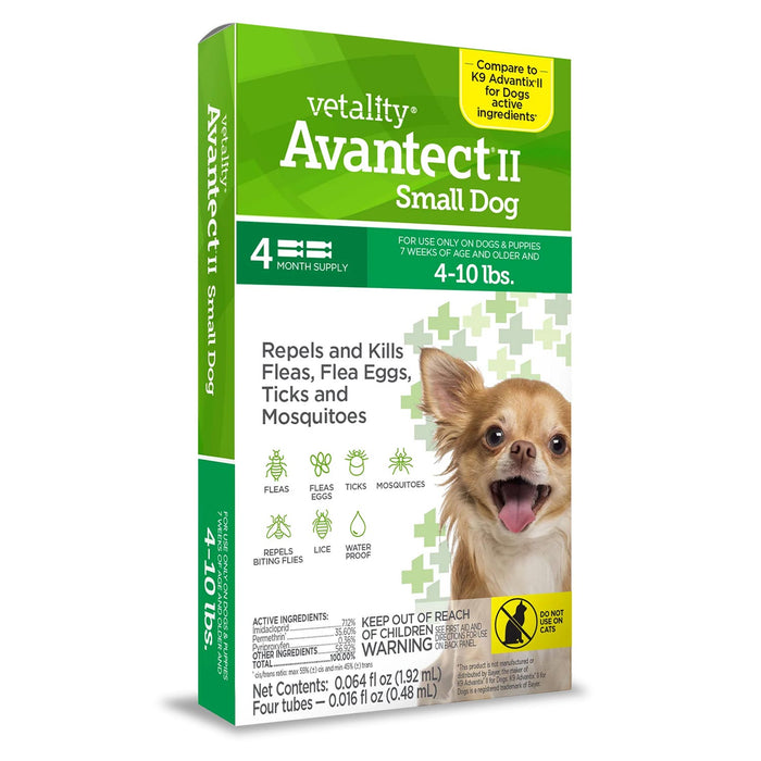Vetality Avantect II Flea & Tick Topical for Dogs, 4 pk