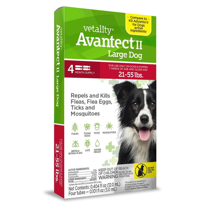 Vetality Avantect II Flea & Tick Topical for Dogs, 4 pk