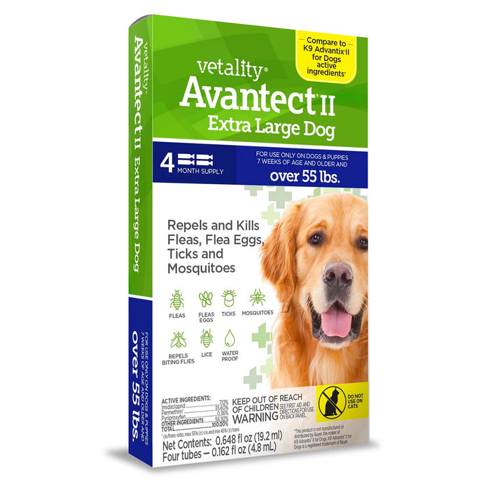 Vetality Avantect II Flea & Tick Topical for Dogs, 4 pk