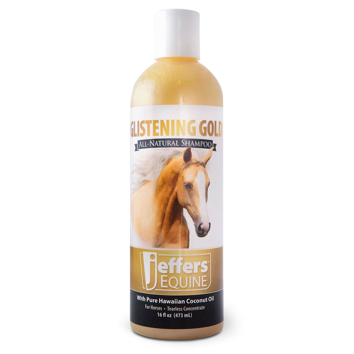Jeffers Equine Glistening Gold All-Natural Tearless Horse Shampoo with Pure Hawaiian Coconut Oil