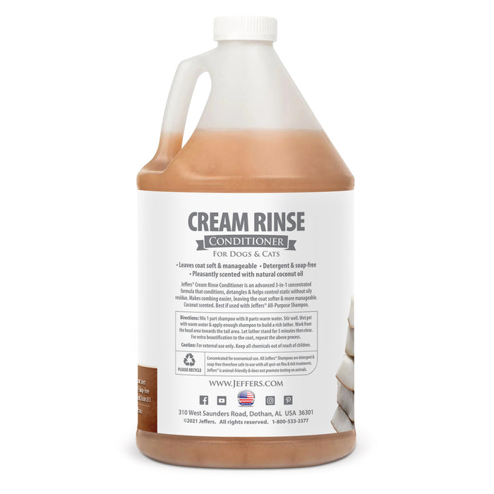Jeffers Pet Cream Rinse Dog & Cat Conditioner with Coconut Oil