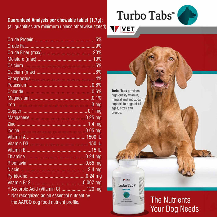 Turbo Tabs Chewable Daily Vitamins for Dogs, 180 ct
