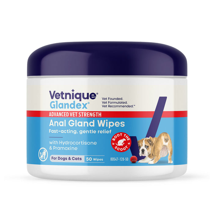 Glandex Advanced Vet Strength Anal Gland Health Wipes for Dogs and Cats, 50 count
