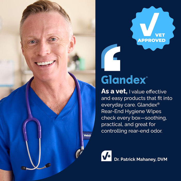 Glandex Rear-End Hygiene Wipes for Dogs and Cats, Fresh Scent
