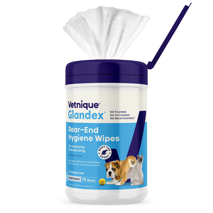 Glandex Rear-End Hygiene Wipes for Dogs and Cats, Fresh Scent