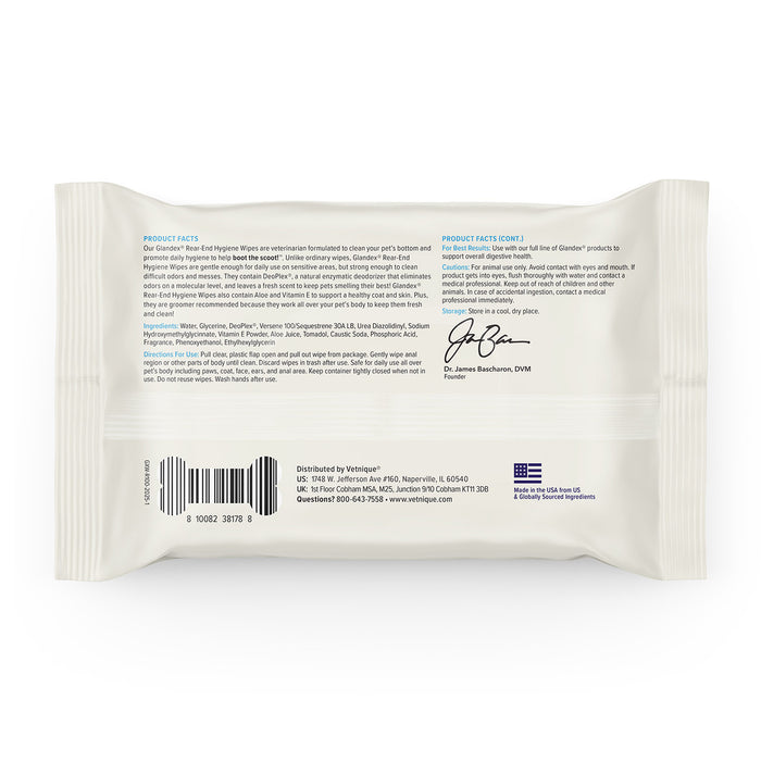 Glandex Rear-End Hygiene Wipes for Dogs and Cats, Fresh Scent