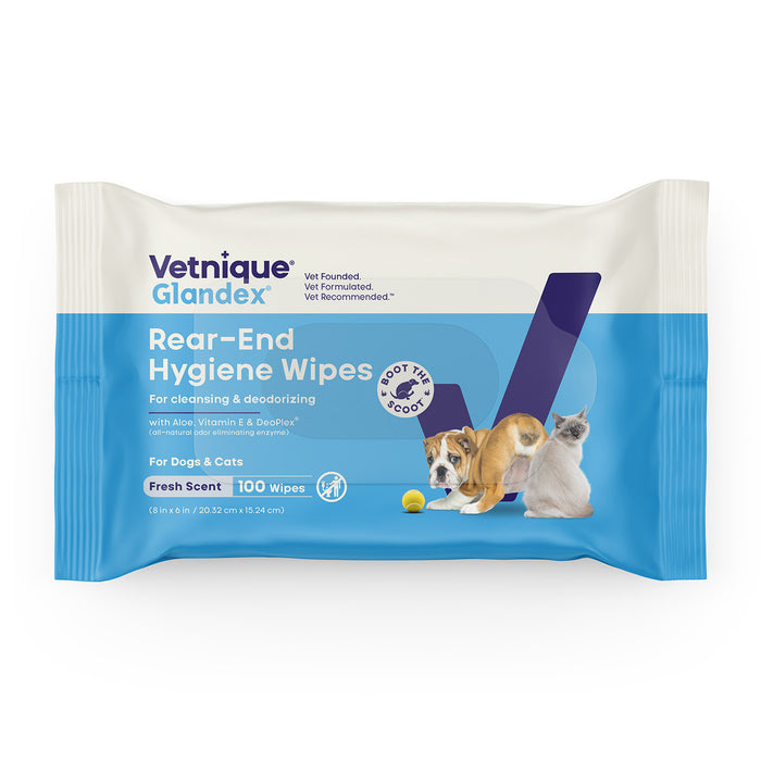 Glandex Rear-End Hygiene Wipes for Dogs and Cats, Fresh Scent