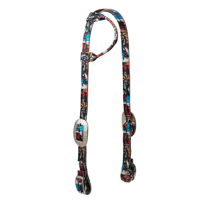 Weaver Patterned Nylon Sliding Ear Headstall Color Bucking Bronco